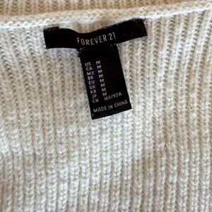 Forever 21 Cream Ribbed Crewneck Sweater - Women's